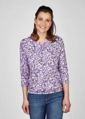 122359- Violet Elastic Hem Shirt - Rabe