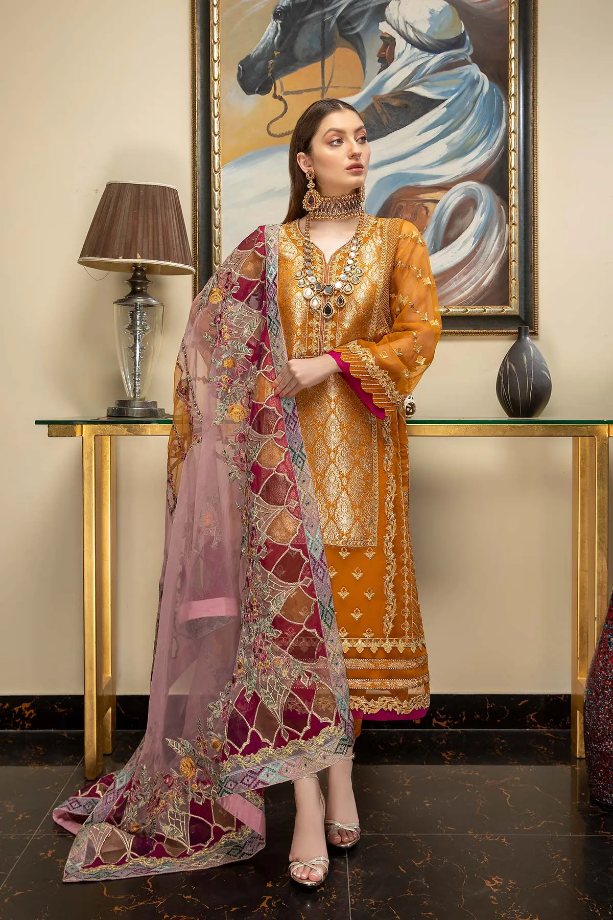 3 Pc Embroidered Unstitched Luxury Collection DD-05