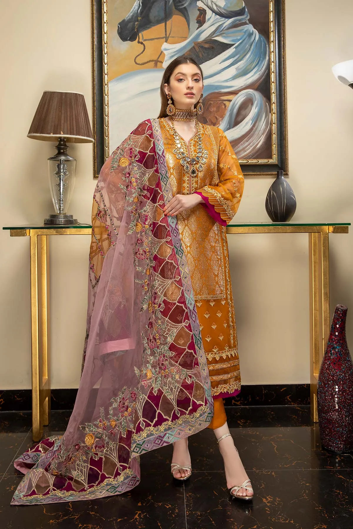 3 Pc Embroidered Unstitched Luxury Collection DD-05