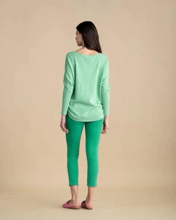 7010 Green Marble Star Knit Jumper