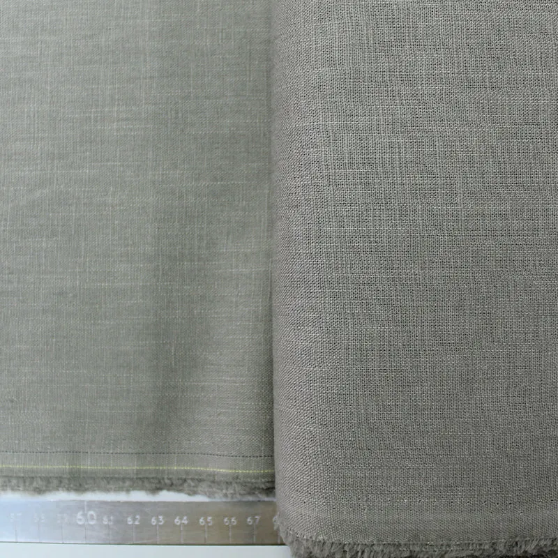 80CM REMNANT of Dressmaking Washed Linen in Khaki Beige