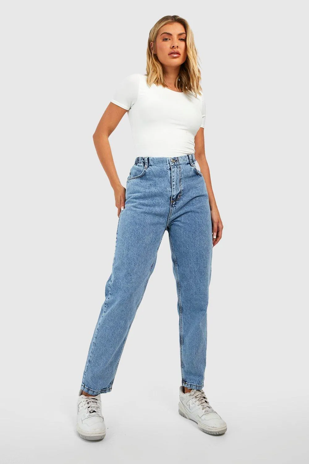 Acid Wash Comfort Waist Mom Jeans