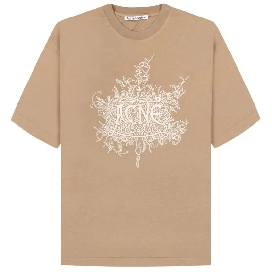 Acne Studios Glow In The Dark Logo T-Shirt Dark Beige