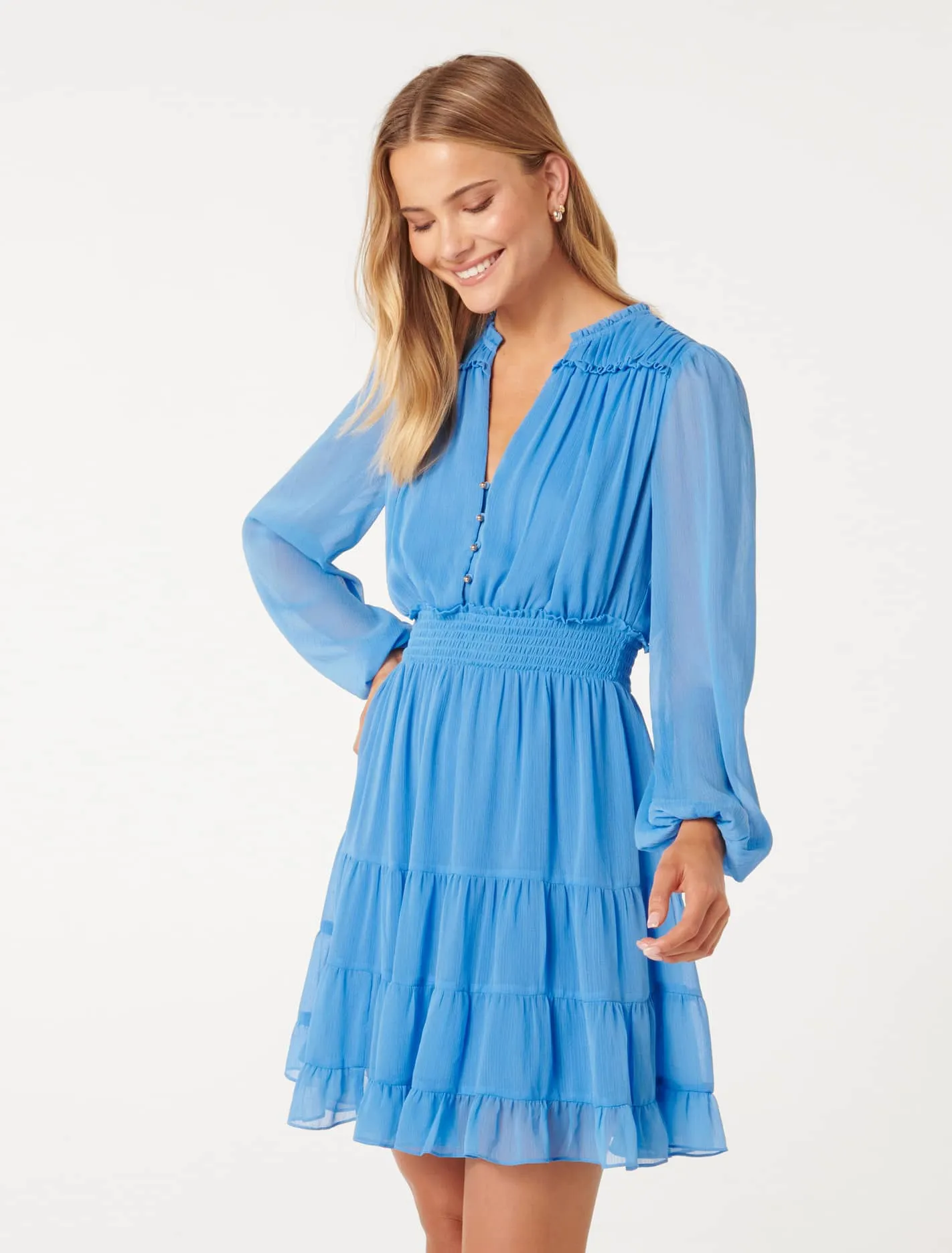 Adley Ruffle Mini Dress - Flirty Dress with Ruffled Detail for Women