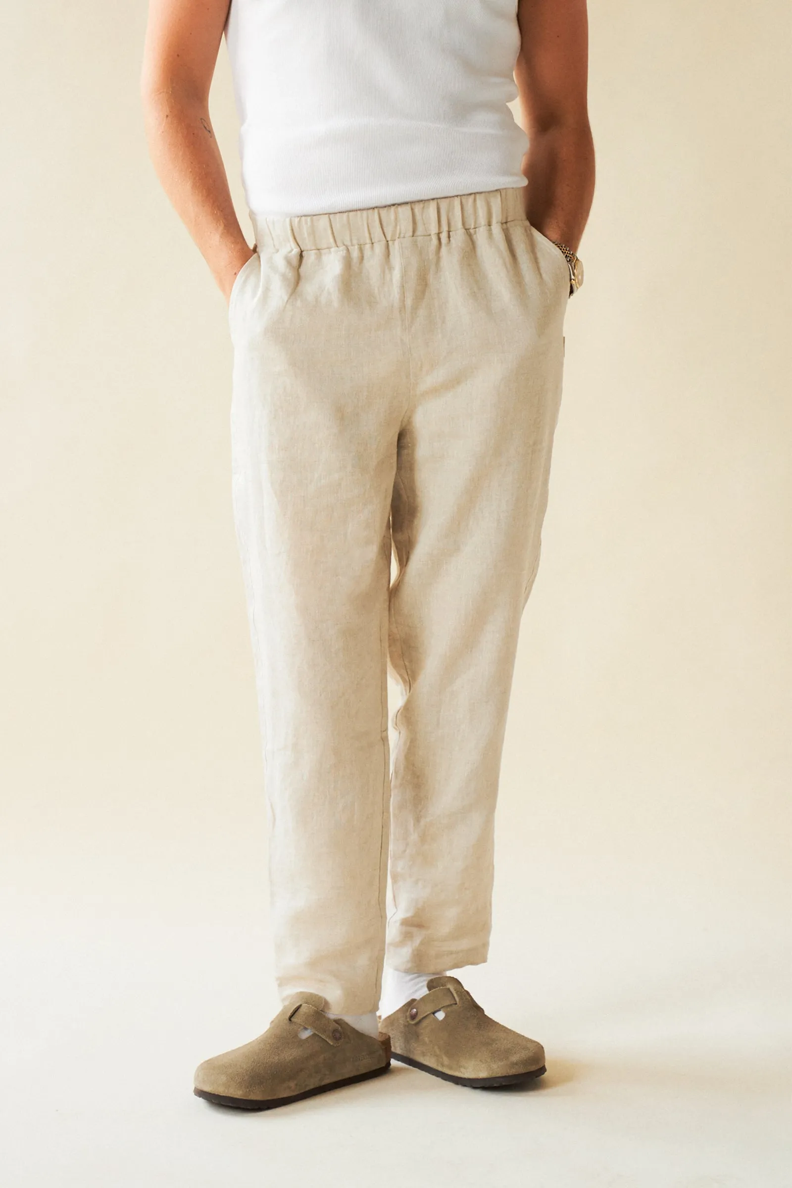 ALFAMA LINEN TROUSERS - SAND