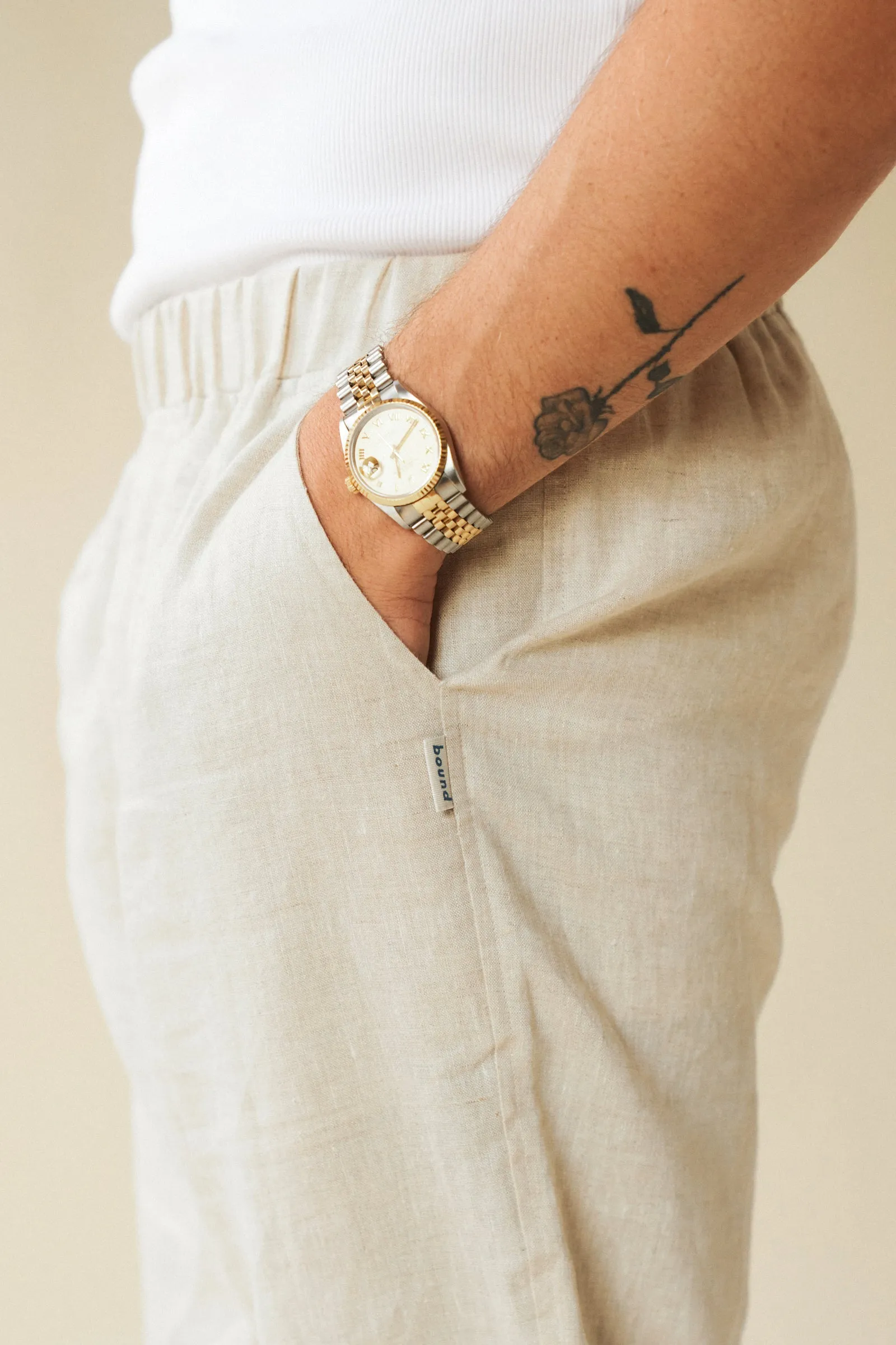 ALFAMA LINEN TROUSERS - SAND