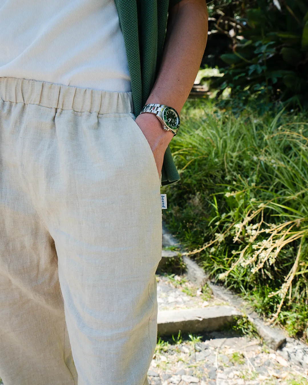 ALFAMA LINEN TROUSERS - SAND