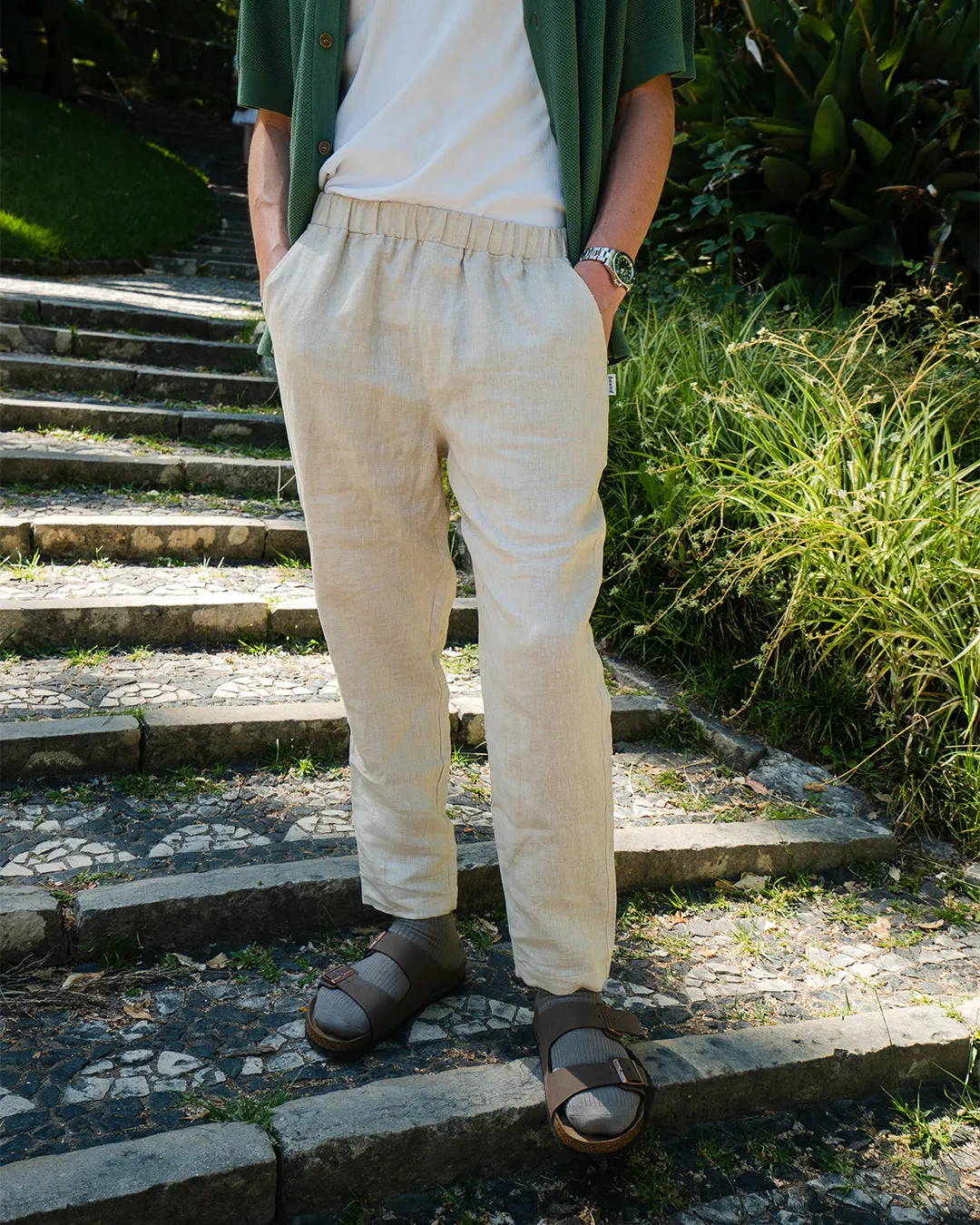 ALFAMA LINEN TROUSERS - SAND