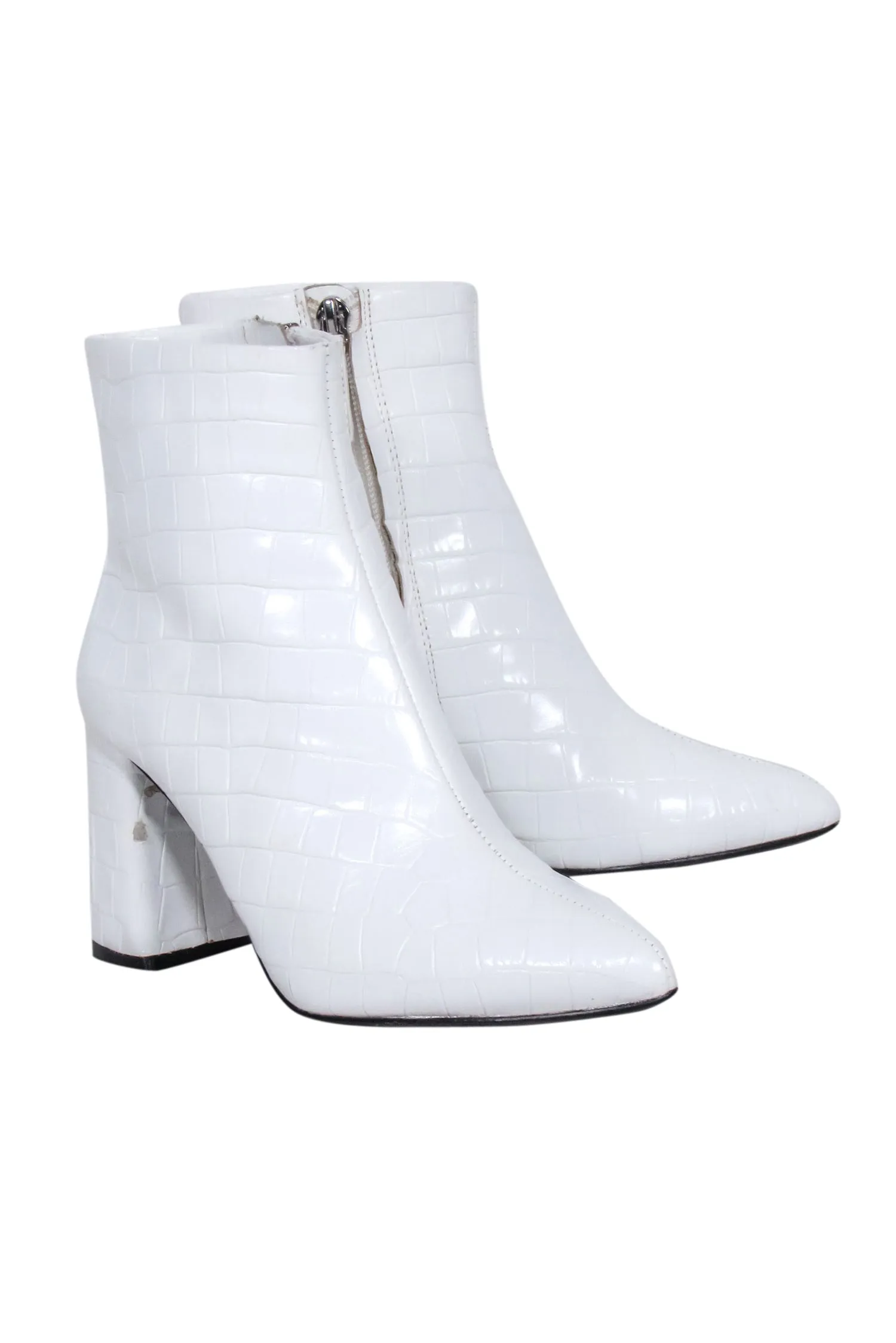 Alice & Olivia - White Faux Croc Textured Short Boots Sz 5