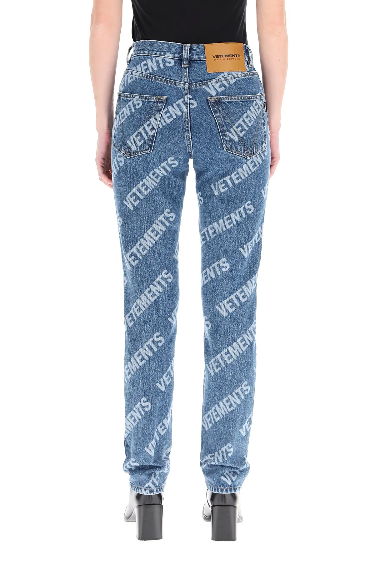 Allover Logo Printed Straight Leg Jeans - Vetements