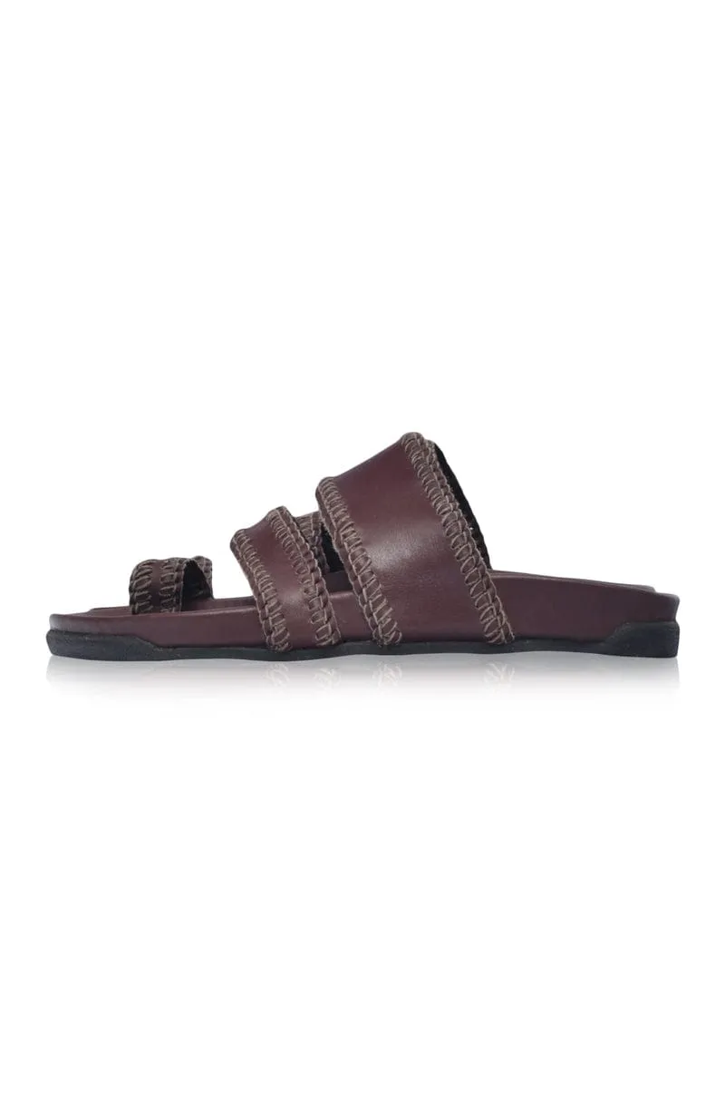 Dark Brown Leather Slides