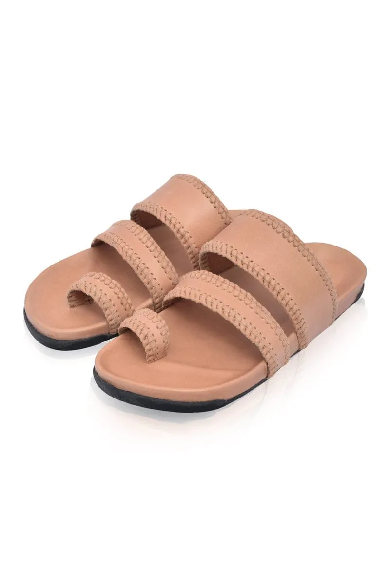 Dark Brown Leather Slides