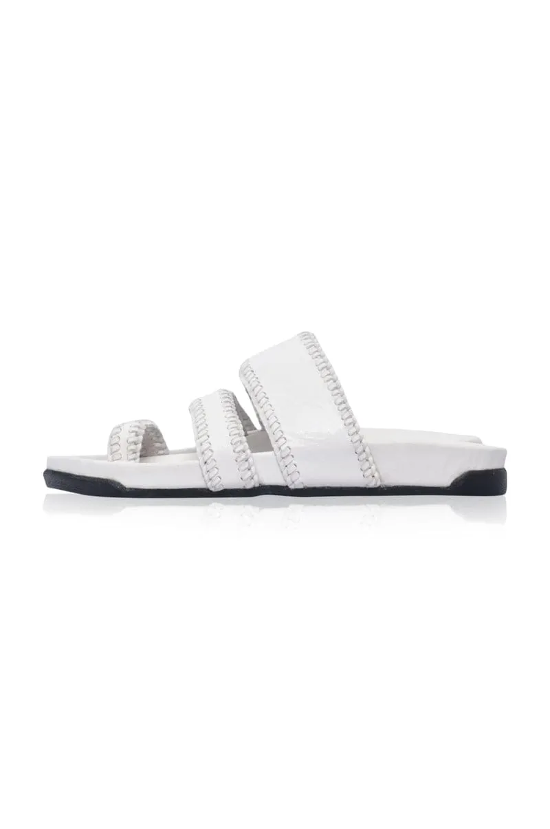 Pure White Amigo Leather Slides