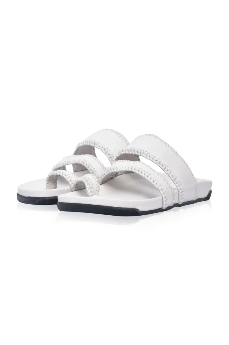 Pure White Amigo Leather Slides