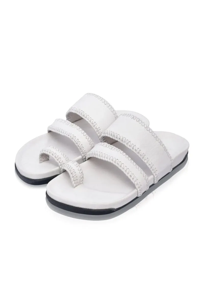 Pure White Amigo Leather Slides