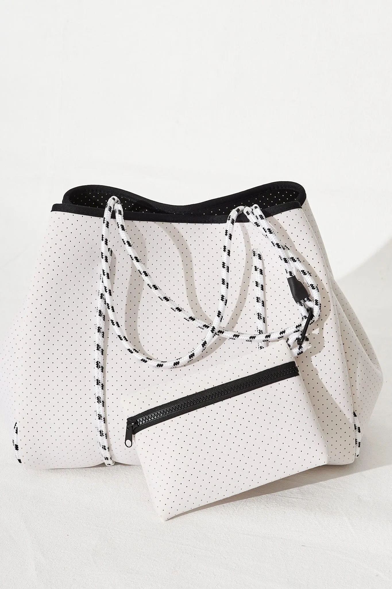 August + Delilah Rania Neoprene Tote Bag In White