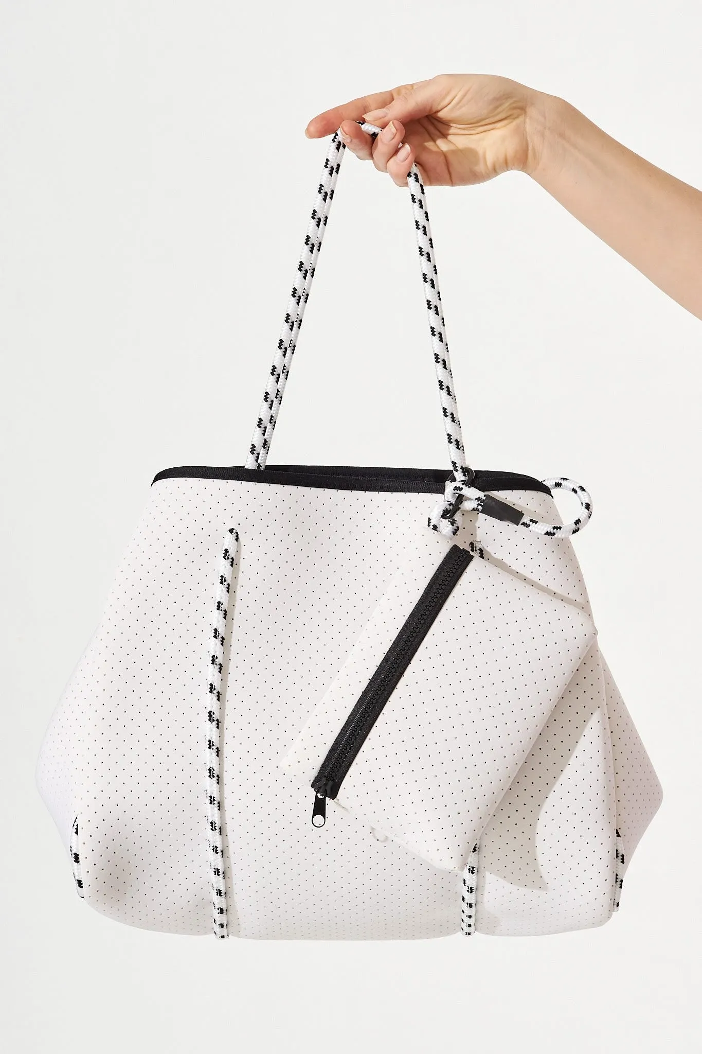 August + Delilah Rania Neoprene Tote Bag In White