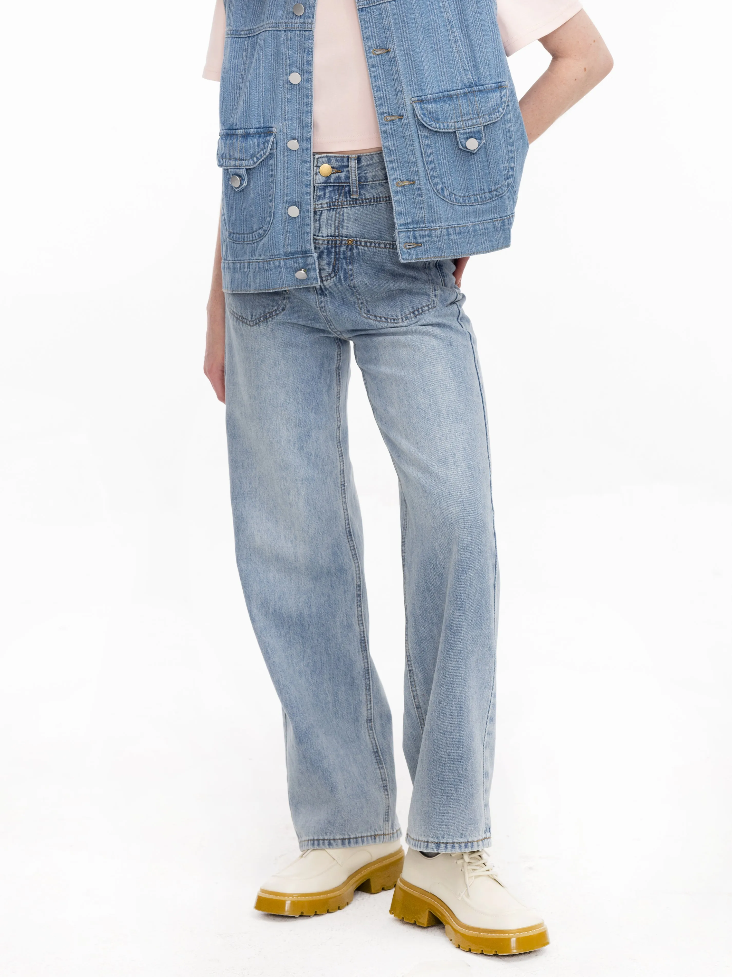 Backside Panelled Straight Leg Jeans