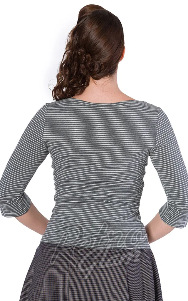 Banned Simply Stripe Top Black White XL - Only 1 Left.