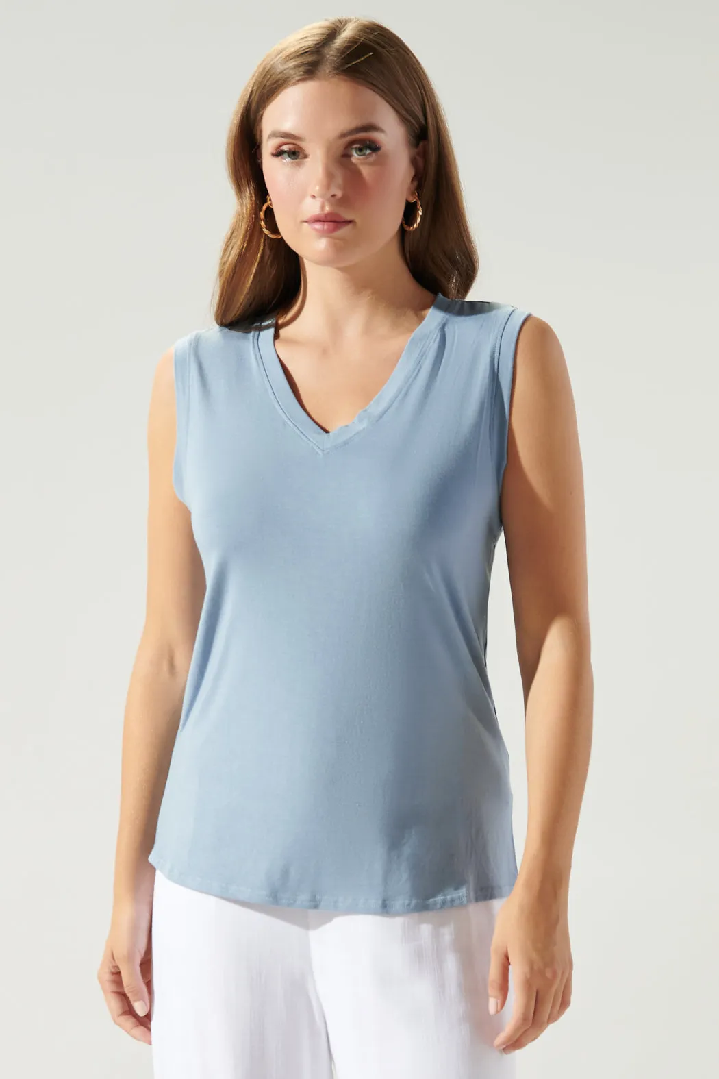 Betty V-Neck Sleeveless Jersey Knit Top