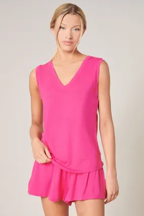 Betty V-Neck Sleeveless Jersey Knit Top