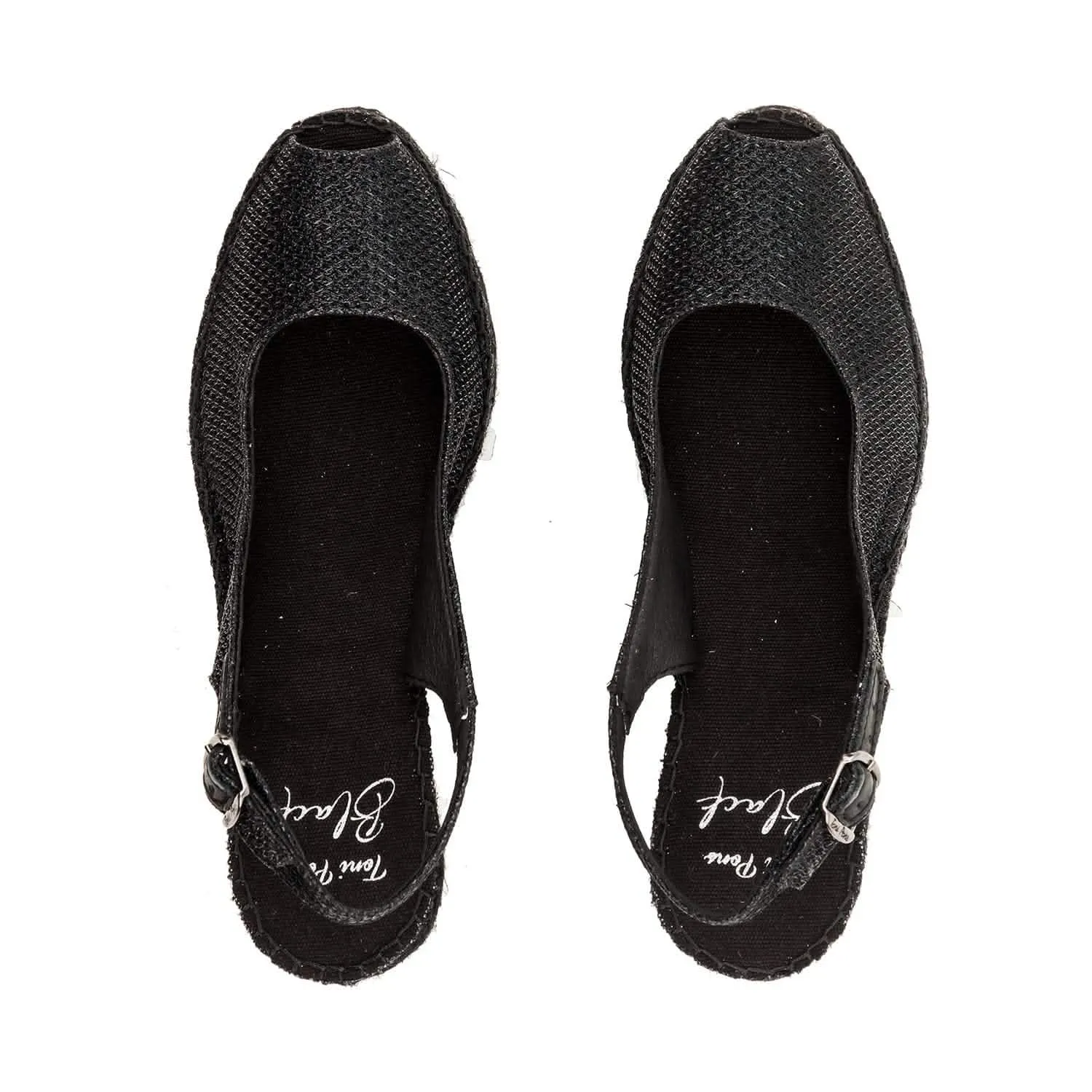 Black Canvas Espadrille Wedges for Women - Calafell-BK