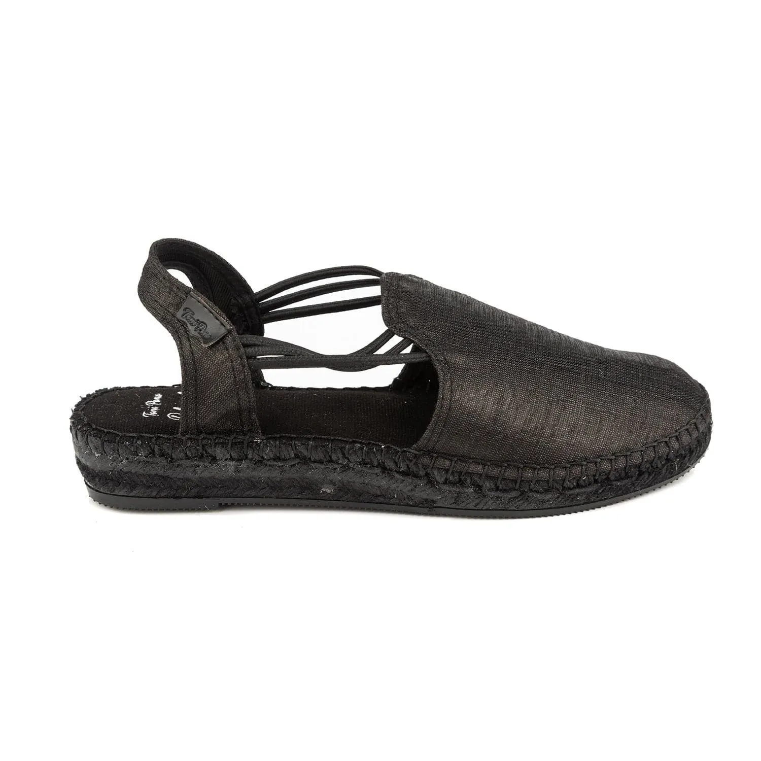 Black espadrille wedge for women made of cotton blend - Neus-BK.