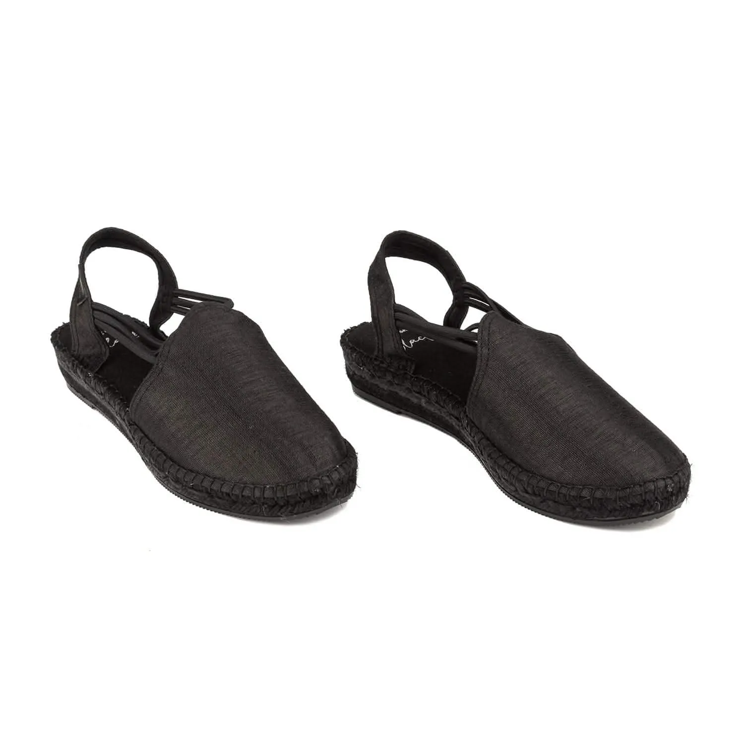 Black espadrille wedge for women made of cotton blend - Neus-BK.