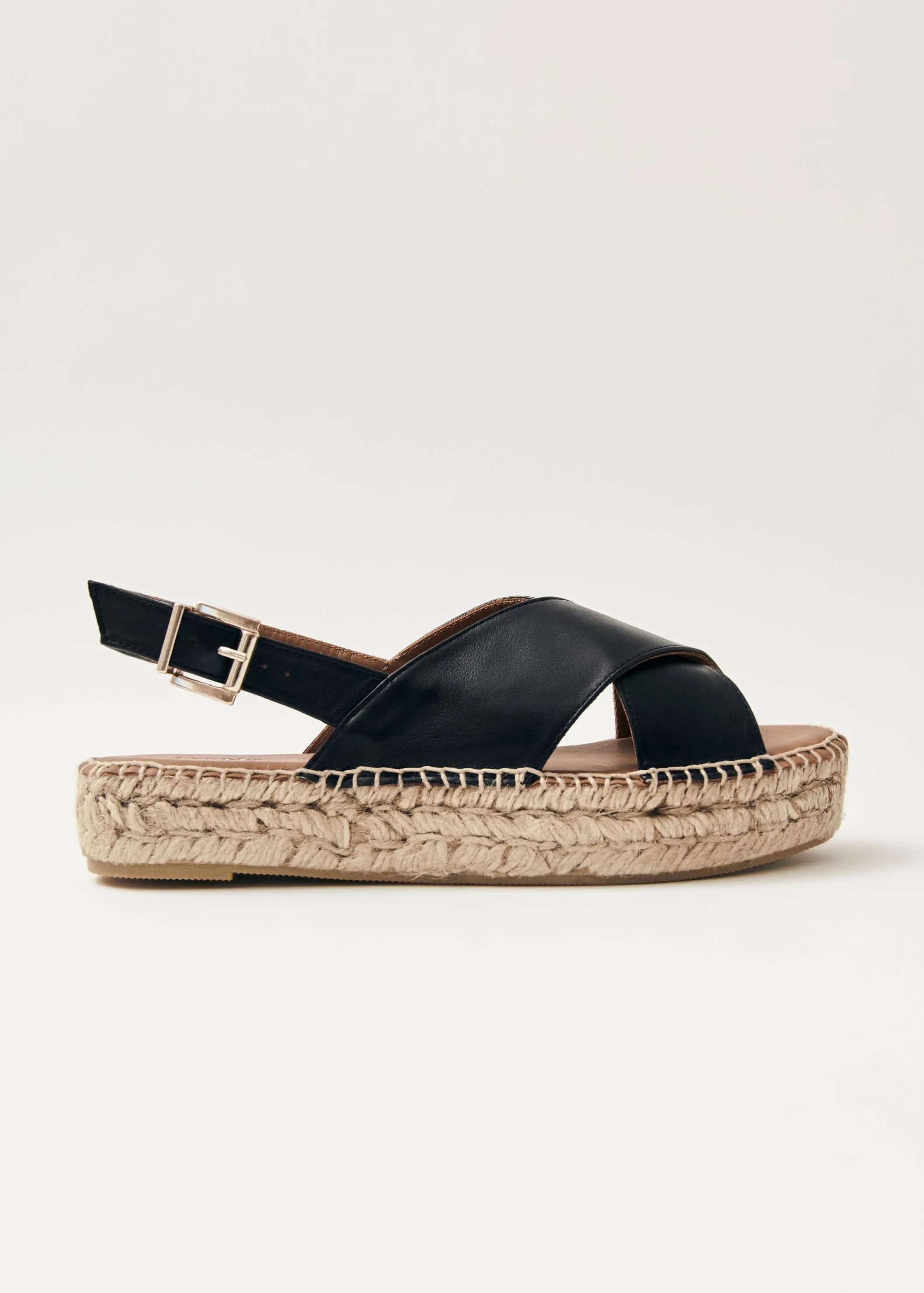 Black Leather Espadrilles