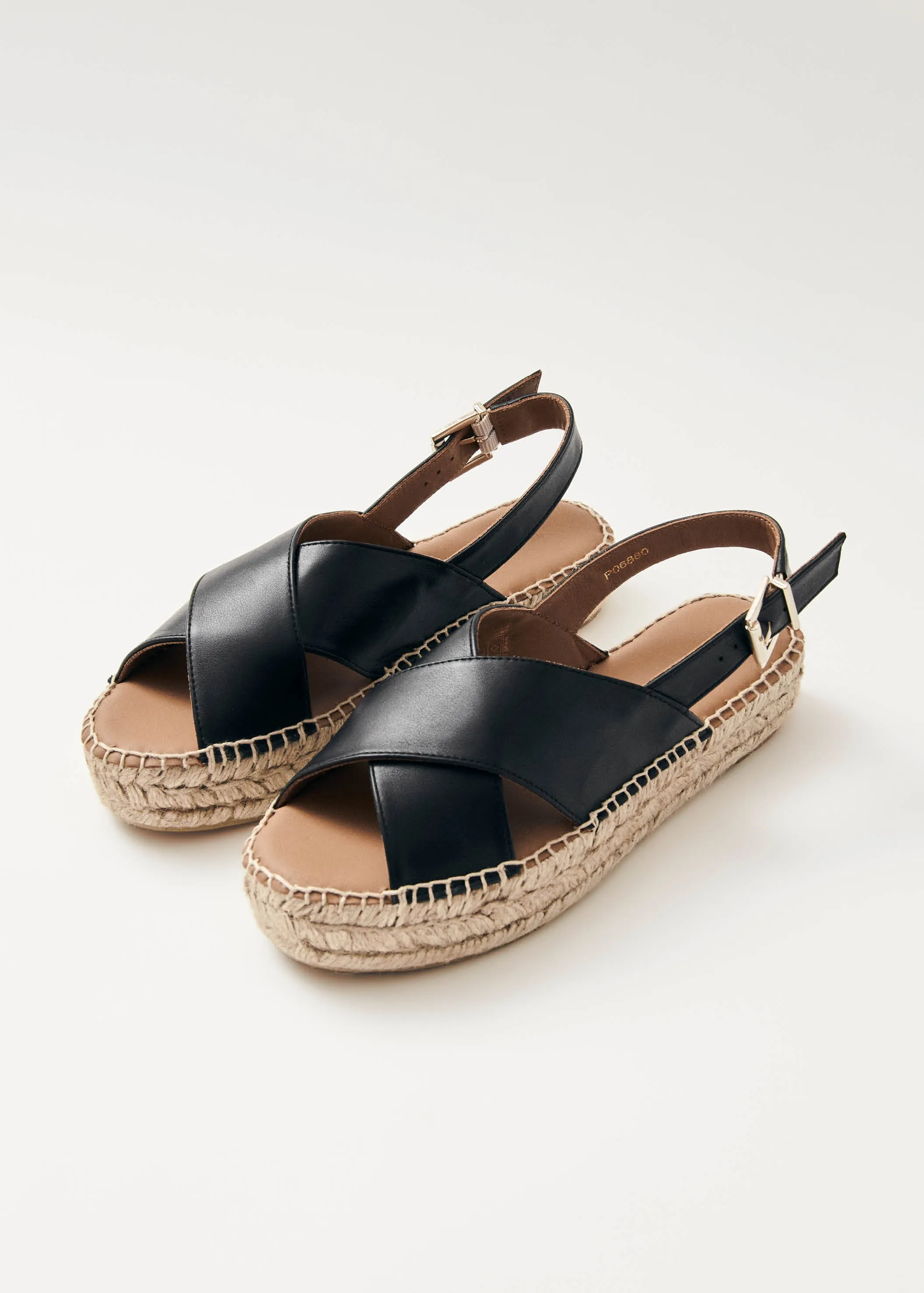 Black Leather Espadrilles