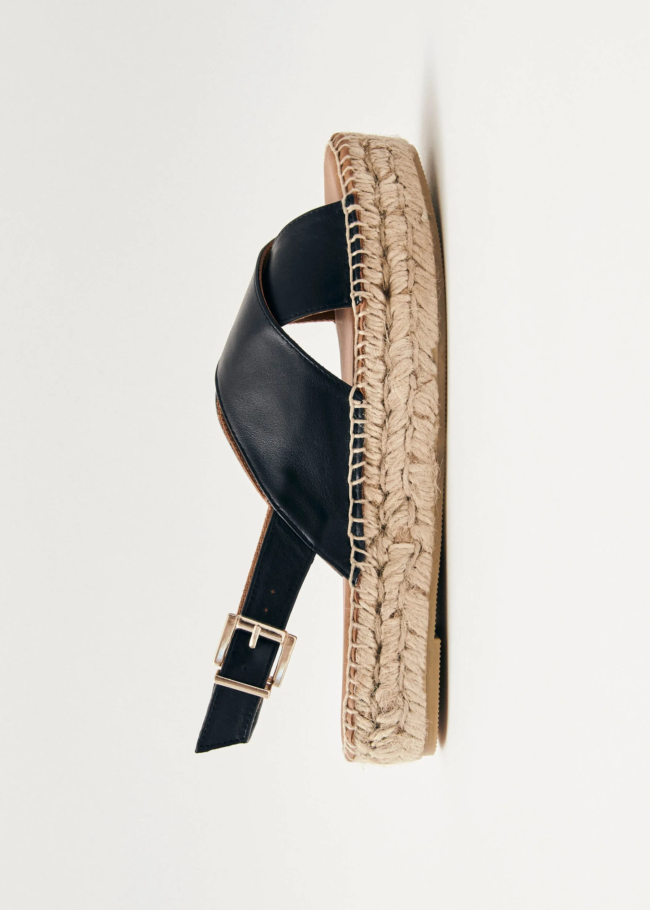 Black Leather Espadrilles