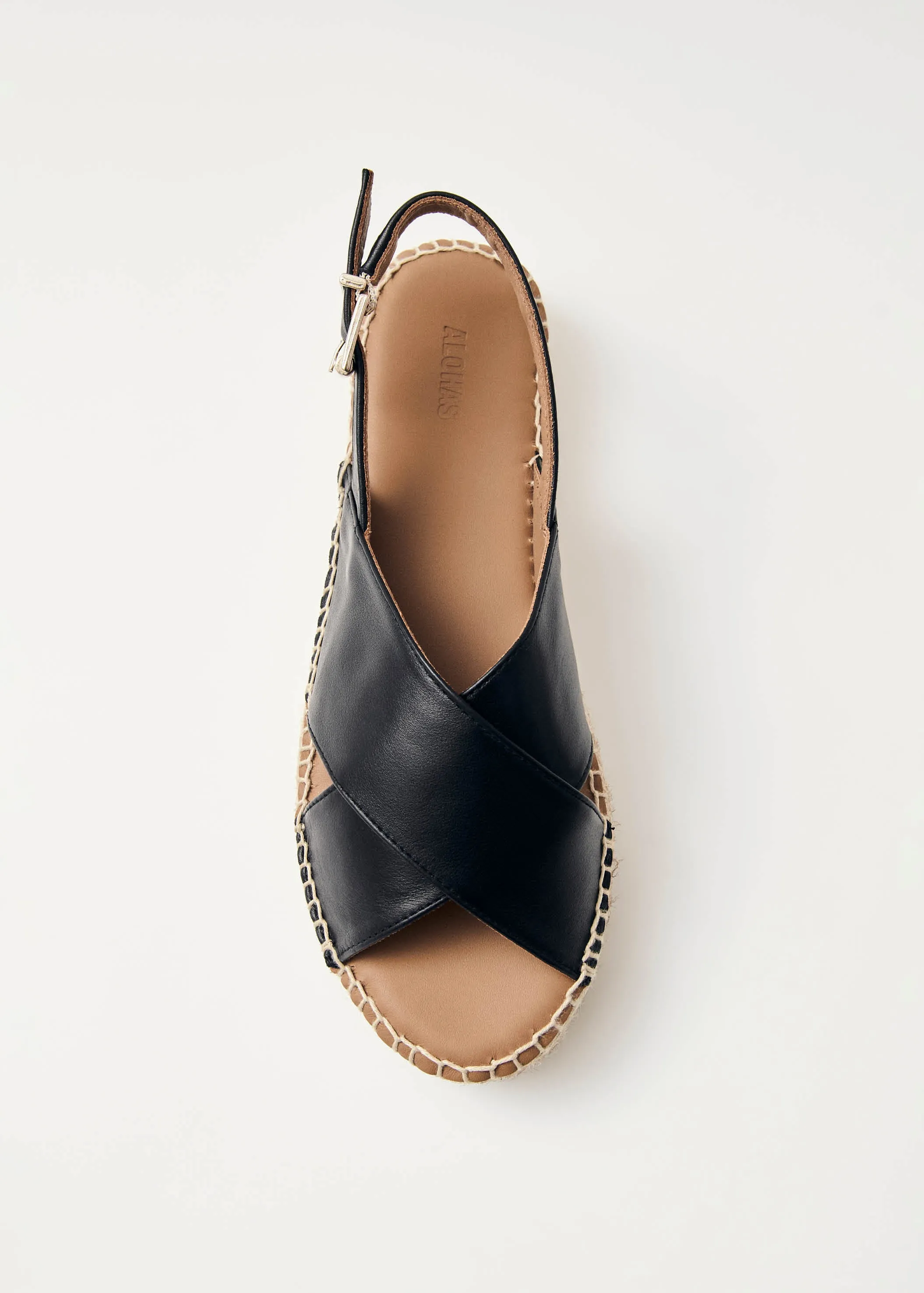 Black Leather Espadrilles