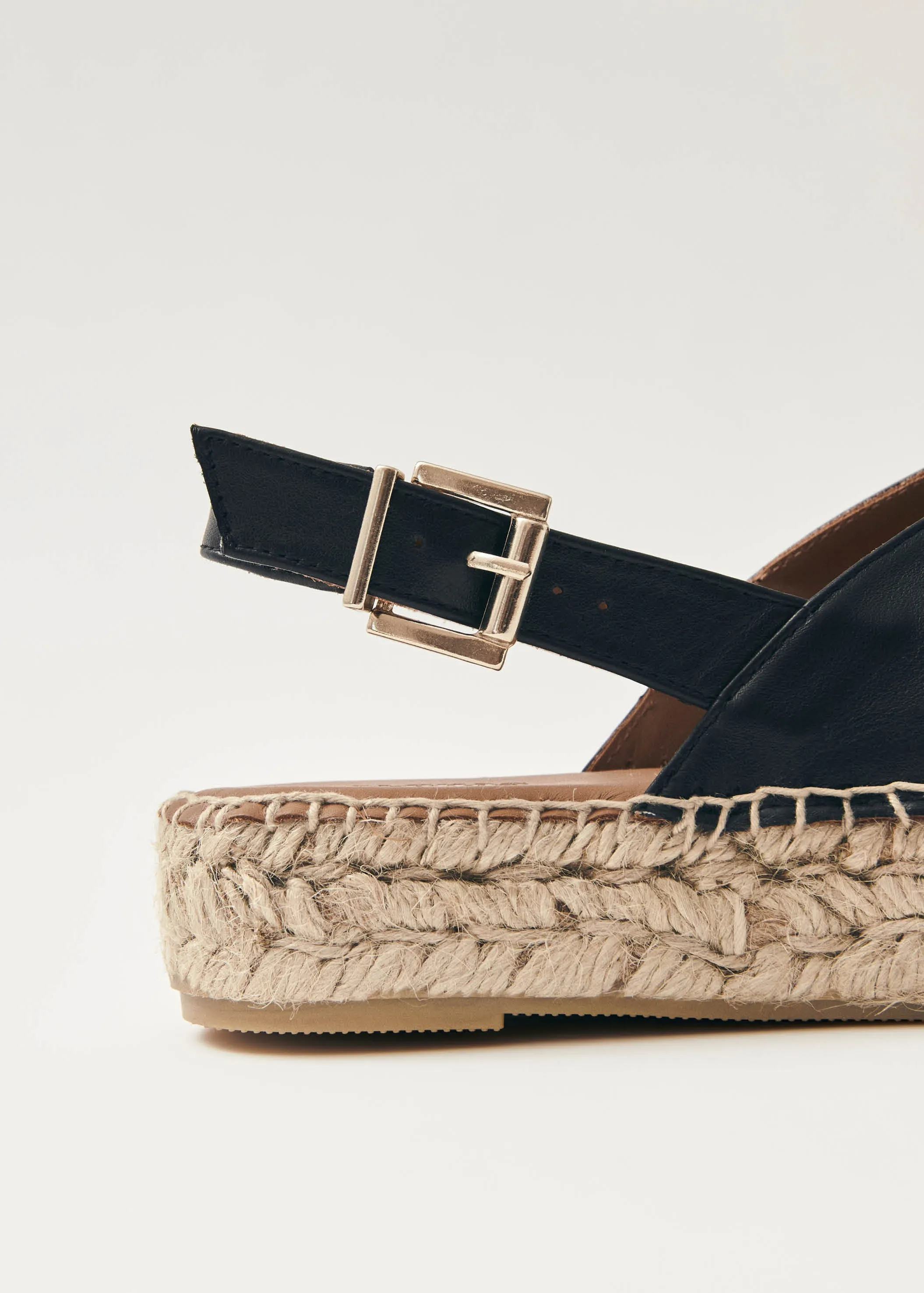 Black Leather Espadrilles