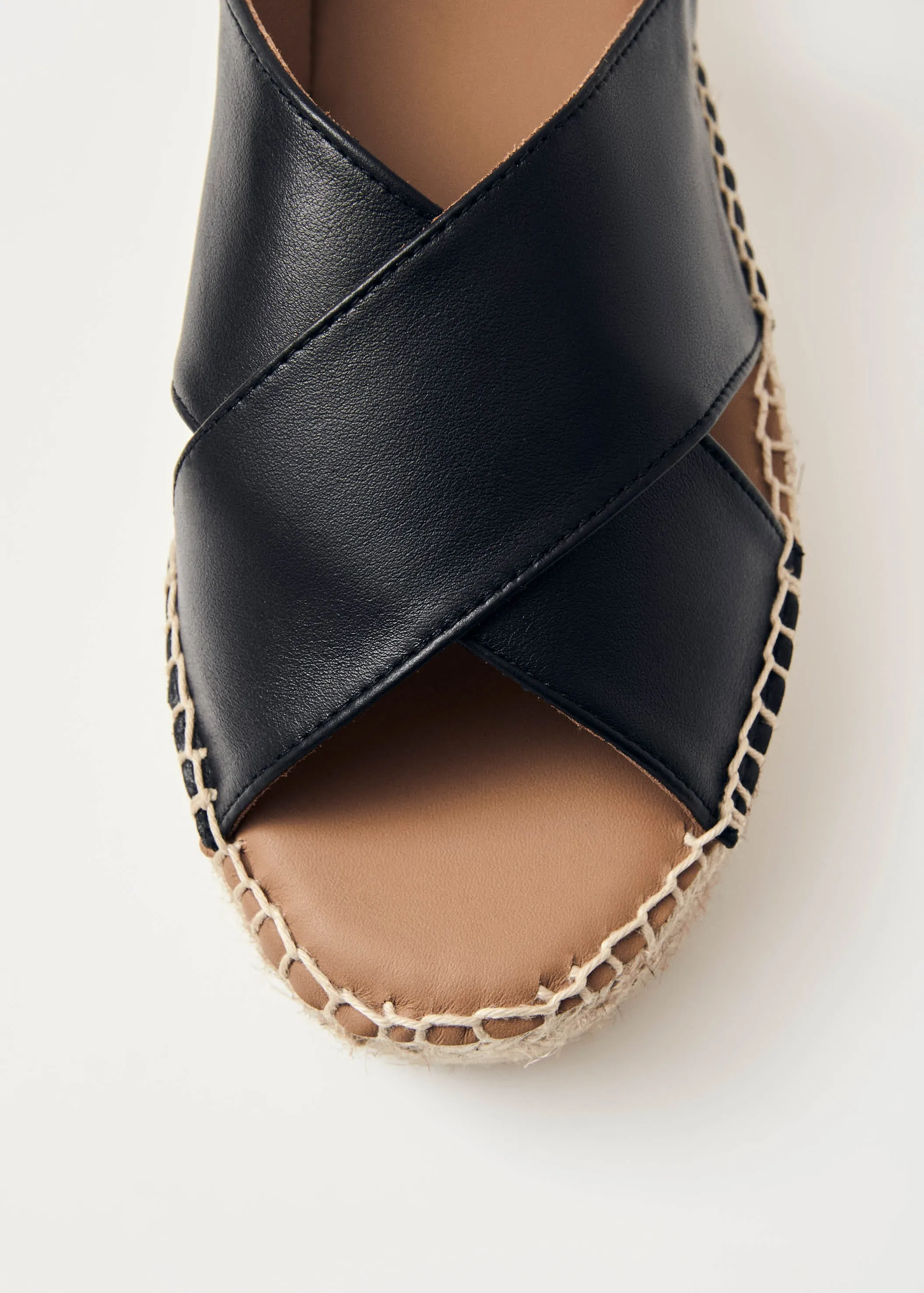 Black Leather Espadrilles