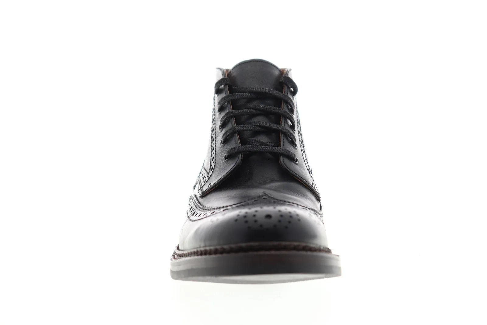 Black Leather Mid Top Lace Up Chukka Boots for Men