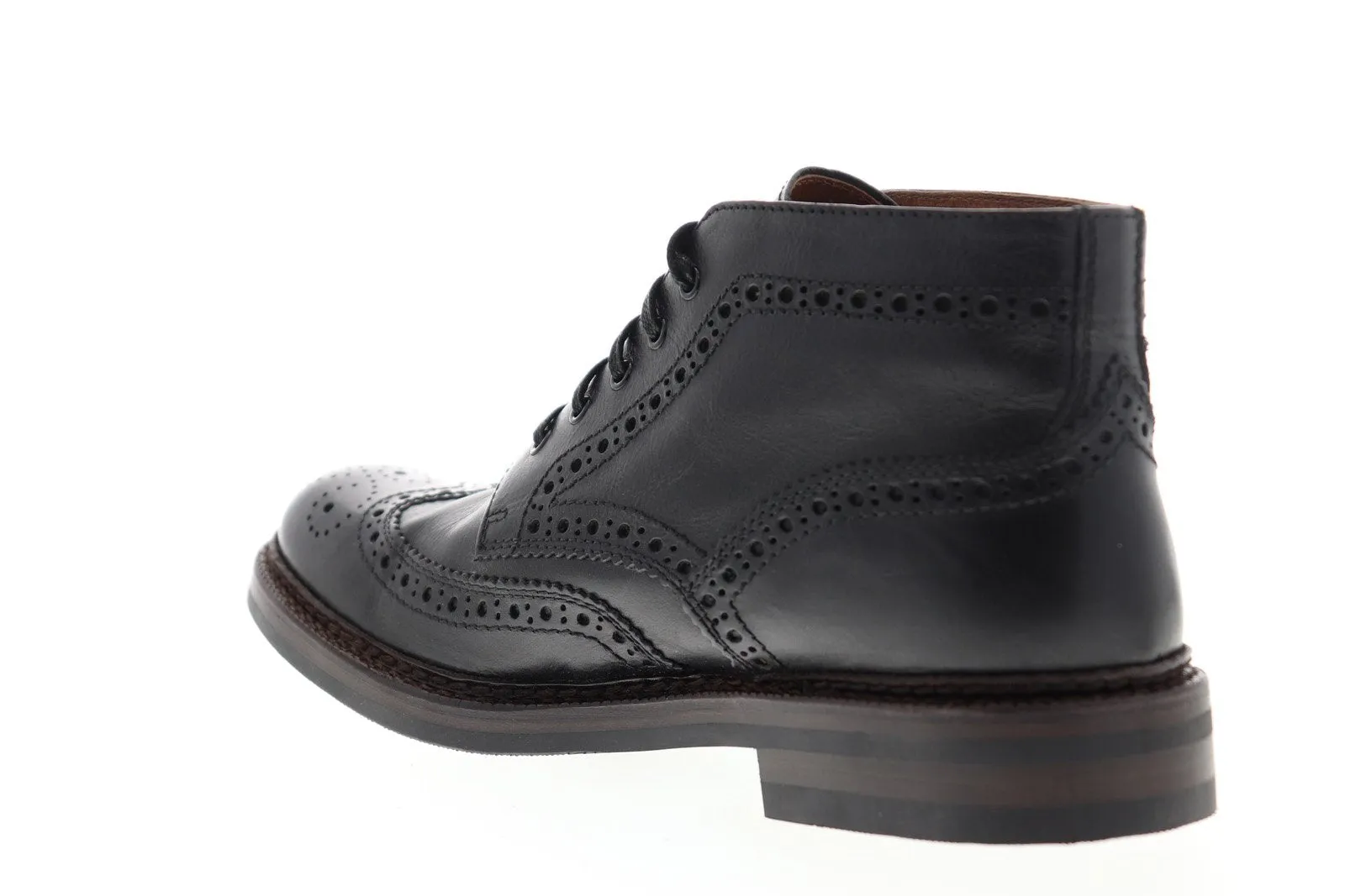 Black Leather Mid Top Lace Up Chukka Boots for Men