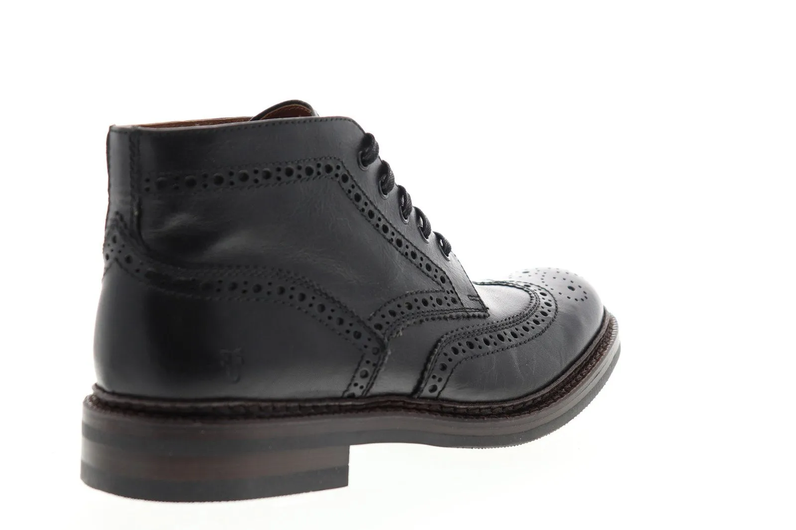 Black Leather Mid Top Lace Up Chukka Boots for Men