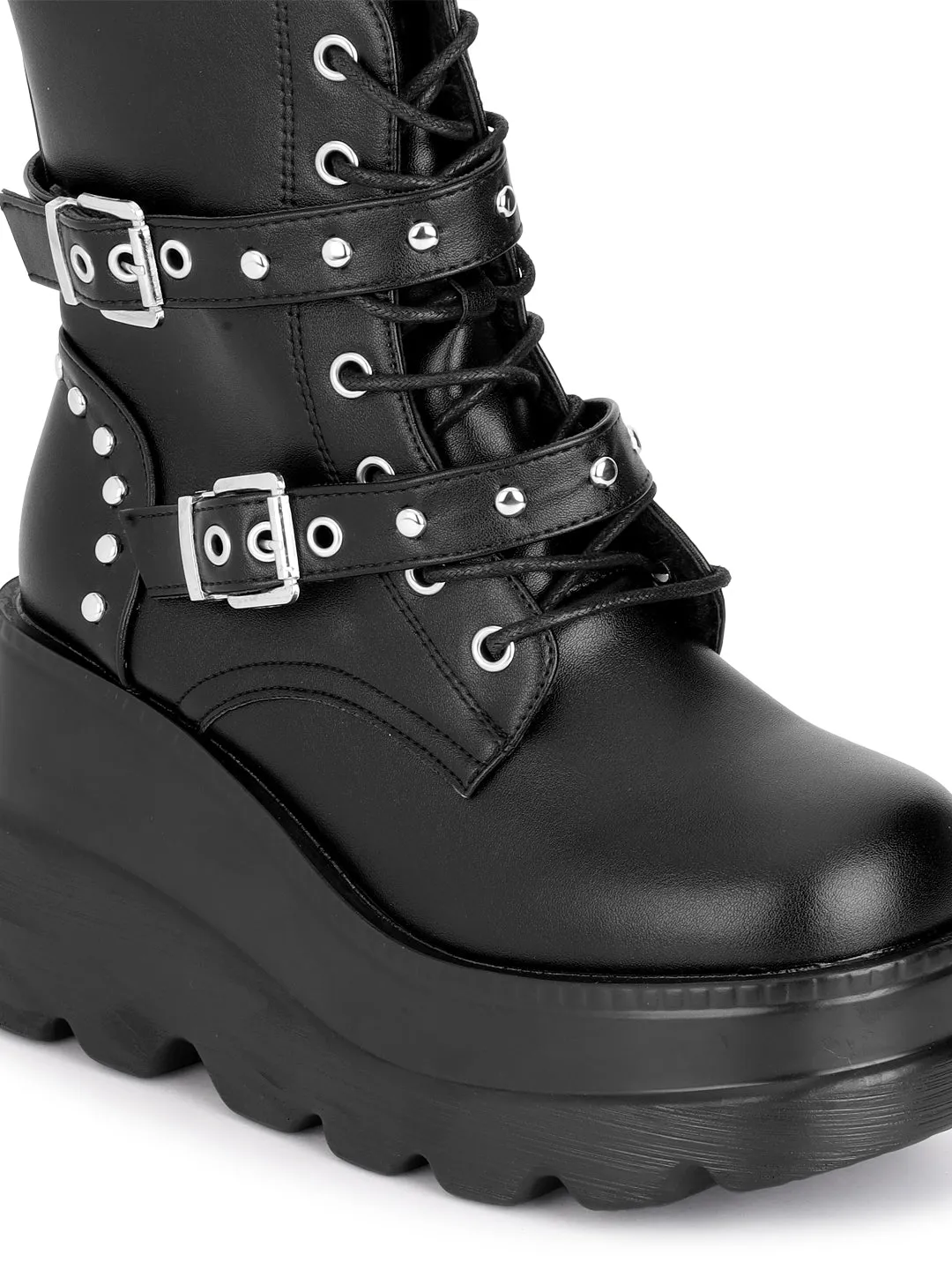 Black PU High-End-Fashion Stylish Ankle Boots (TC-RS3678-BLK)