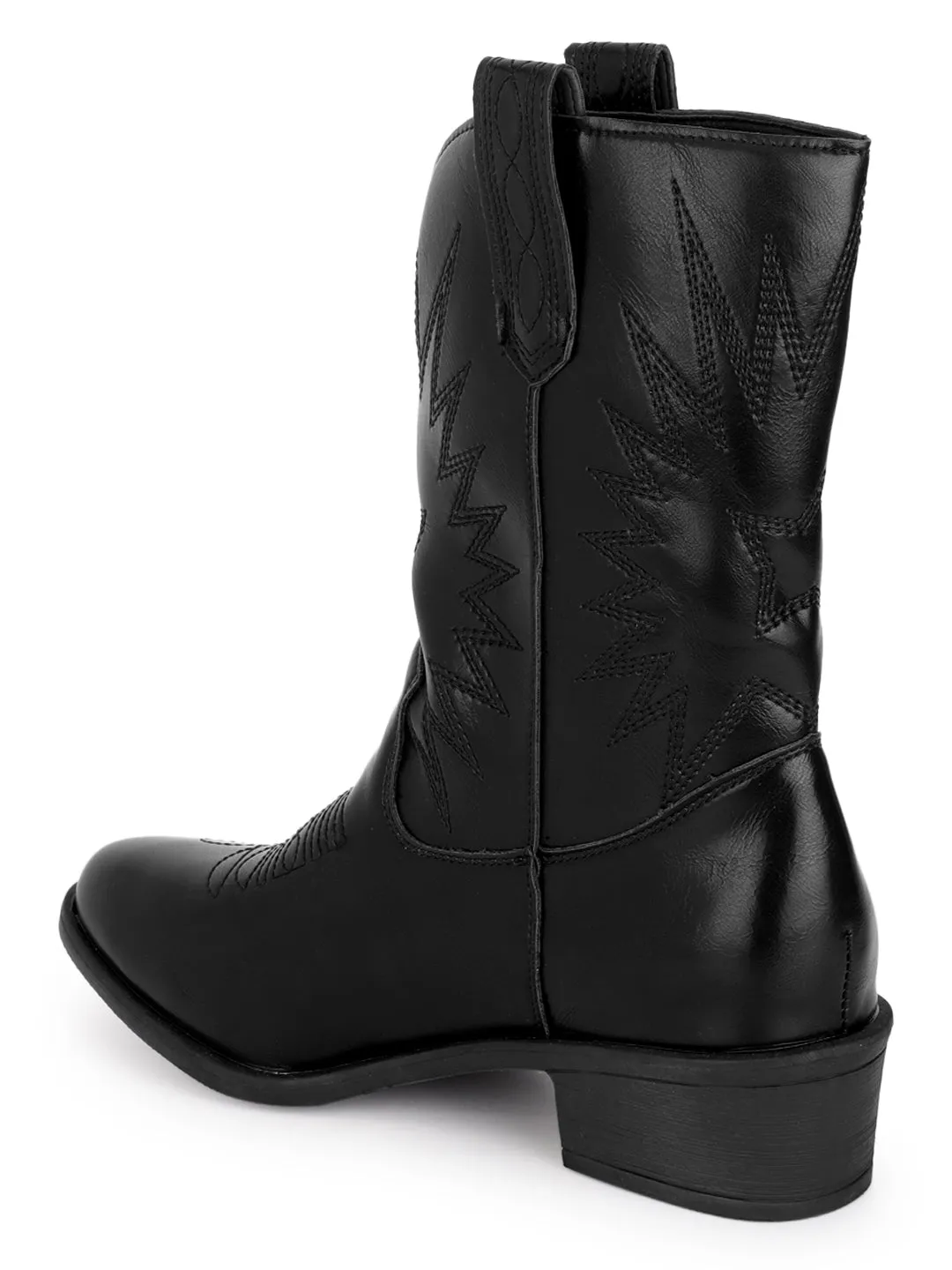 Black PU High-End-Fashion Stylish Ankle Boots (TC-RS3705-BLK)