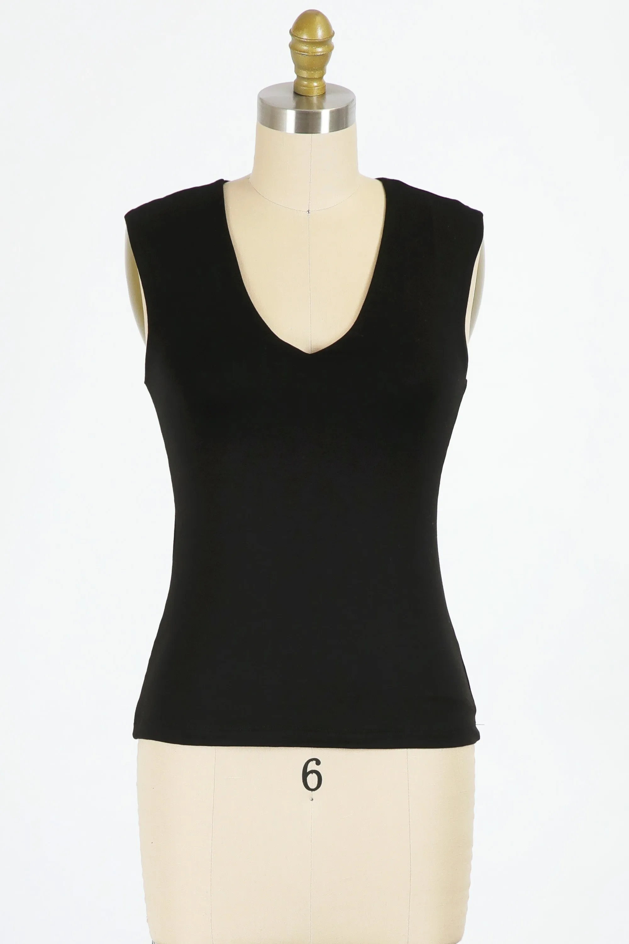 Black Ribbed Double Layer Knit Top