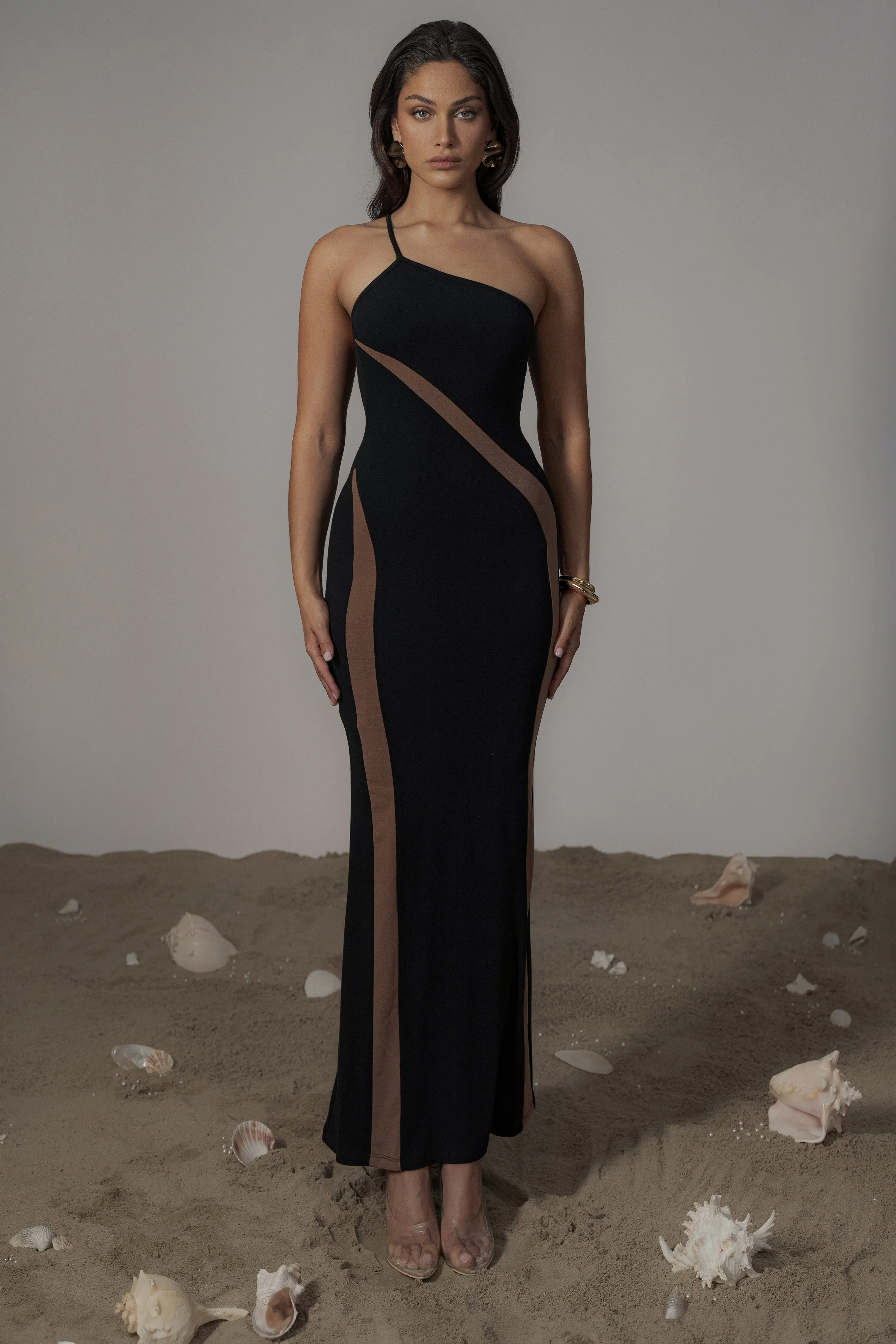 Black Wanderlust One Shoulder Dress