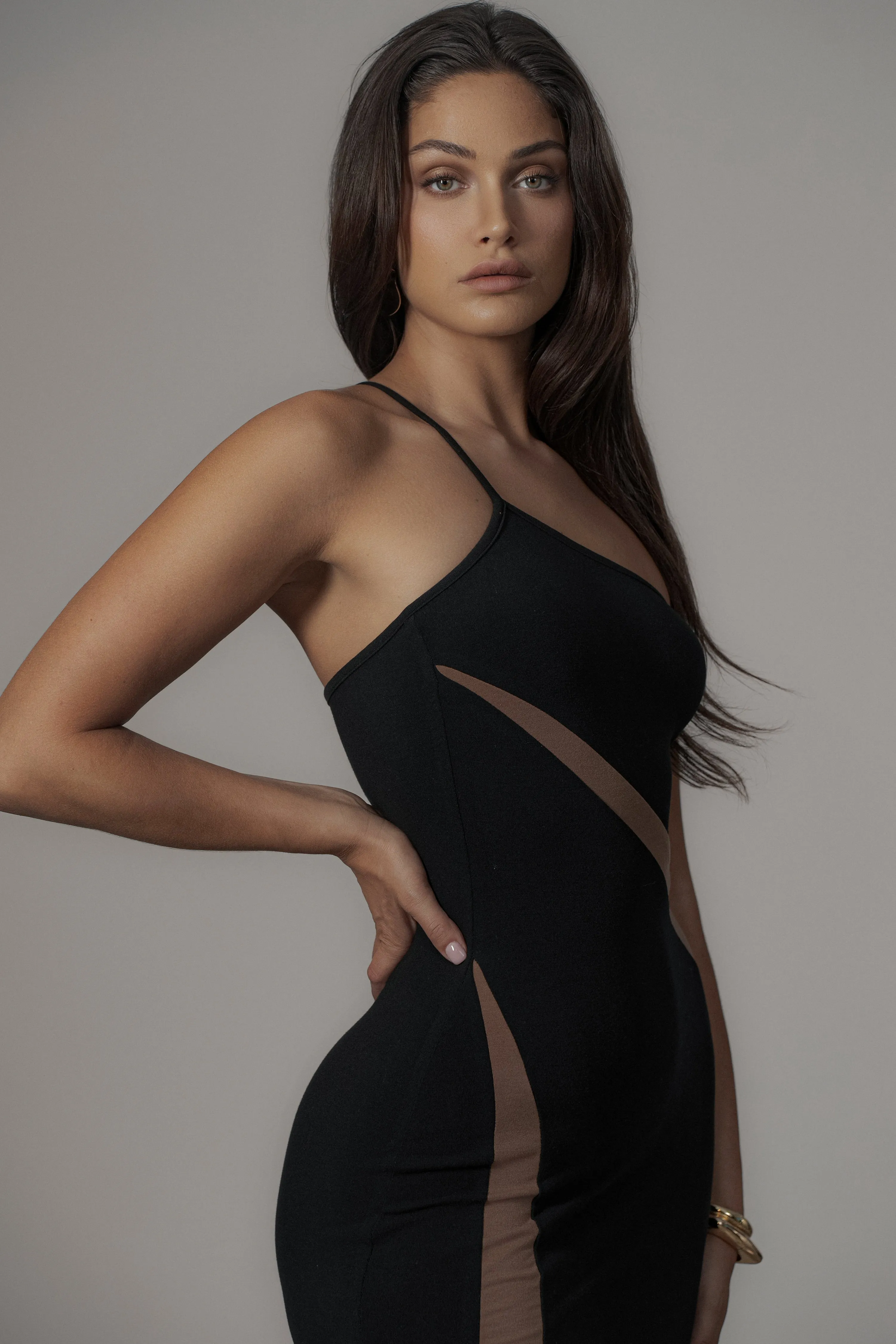 Black Wanderlust One Shoulder Dress