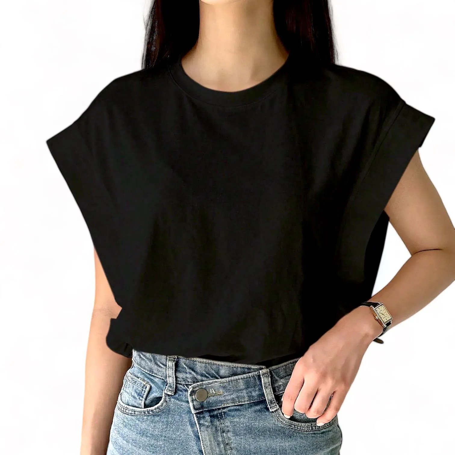 Black Knit Square T-Shirt