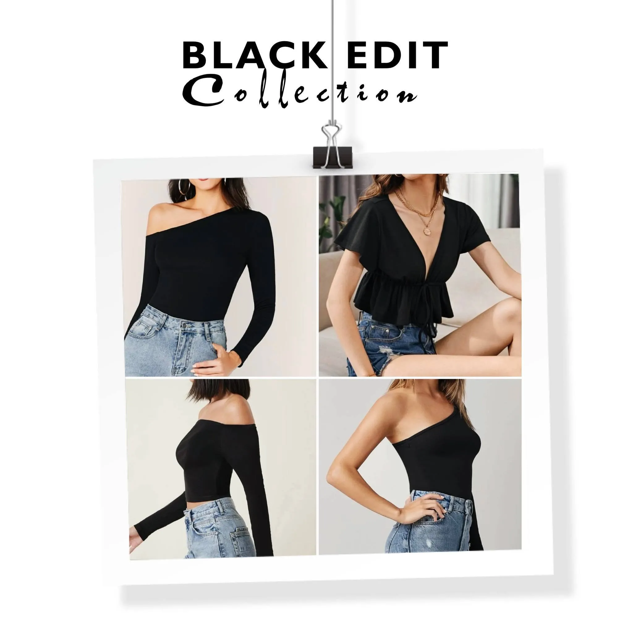 Chic Black Off-Shoulder Crop Tee