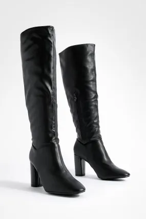 Block Heel Knee High Boots