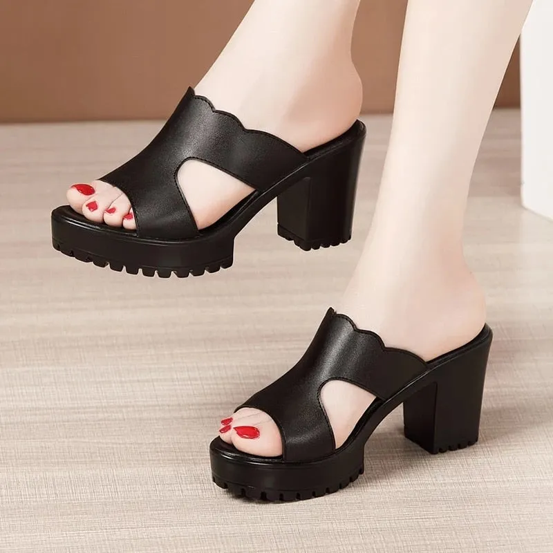 High Heel Ladies Office Sandals Platform Slippers.