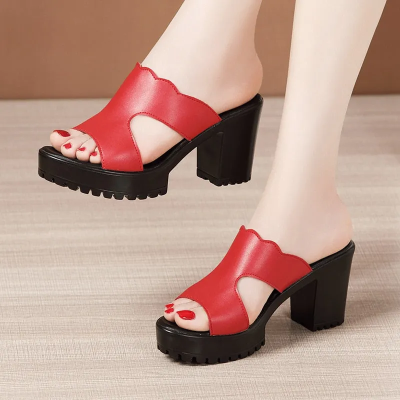 High Heel Ladies Office Sandals Platform Slippers.