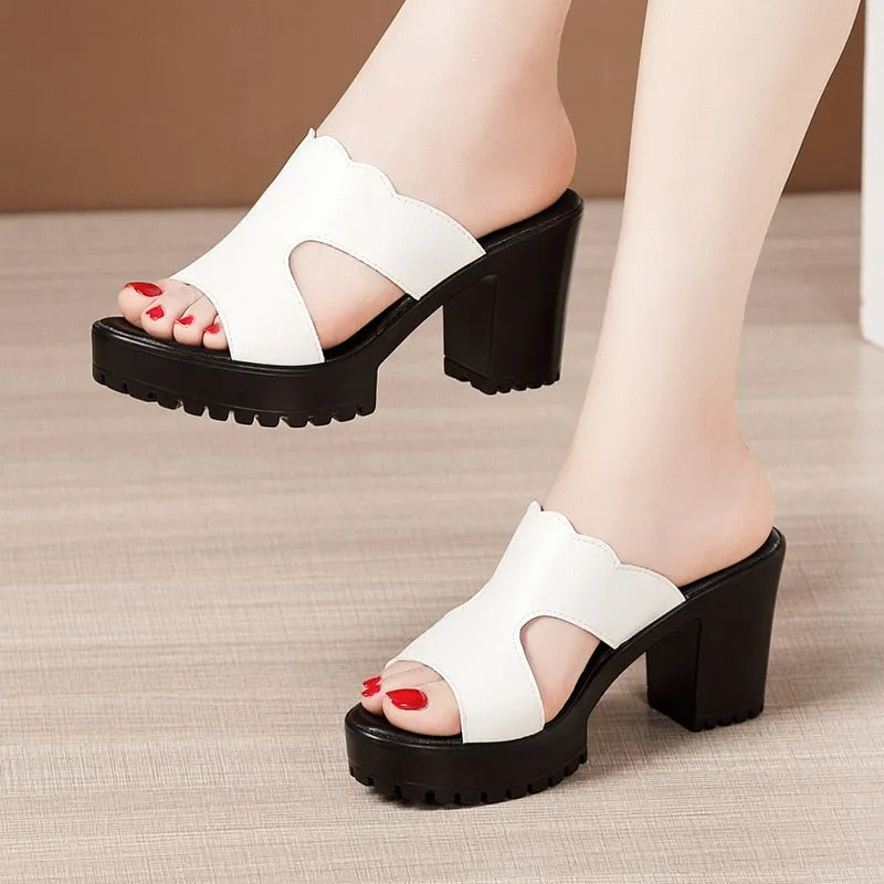 High Heel Ladies Office Sandals Platform Slippers.