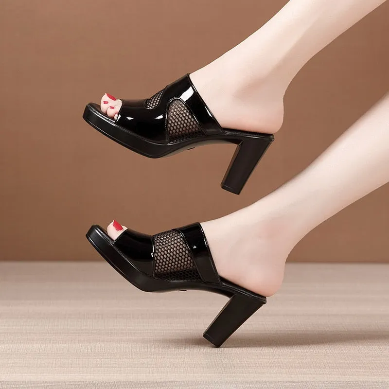 High Heel Ladies Office Sandals Platform Slippers.