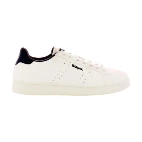 Blue S4GRANT01 Men's Lace-Up White Sneakers